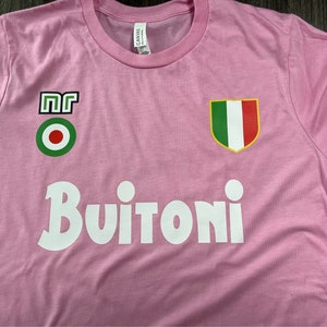 Buitoni Soccer Italy Italian Shirt T-shirt SSC Napoli Retro Football futbol Maradona Campioni Scudetto pink blue red