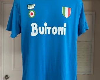 SSCナポリ マラドーナ ブイトーニ Tシャツ 公式 サイズM Buitoni Soccer Italy Italian Shirt T-shirt SSC Napoli Retro