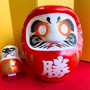 Winning & Success Red Daruma -with Small Omikuji - Authentic Japanese Lucky Doll, Great Teen Gift Set!