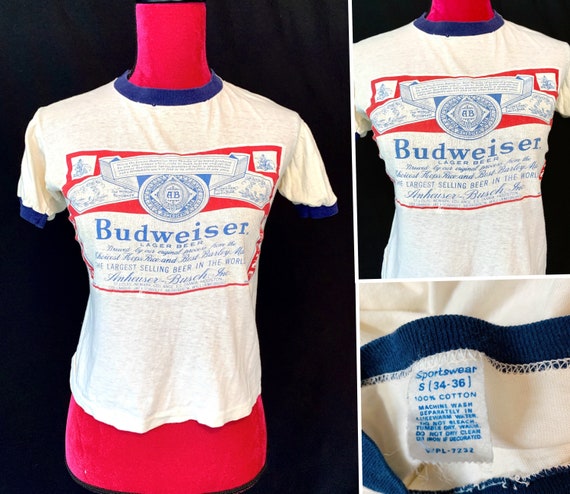 Vintage 70’s Budweiser Beer Logo Ringer T Shirt