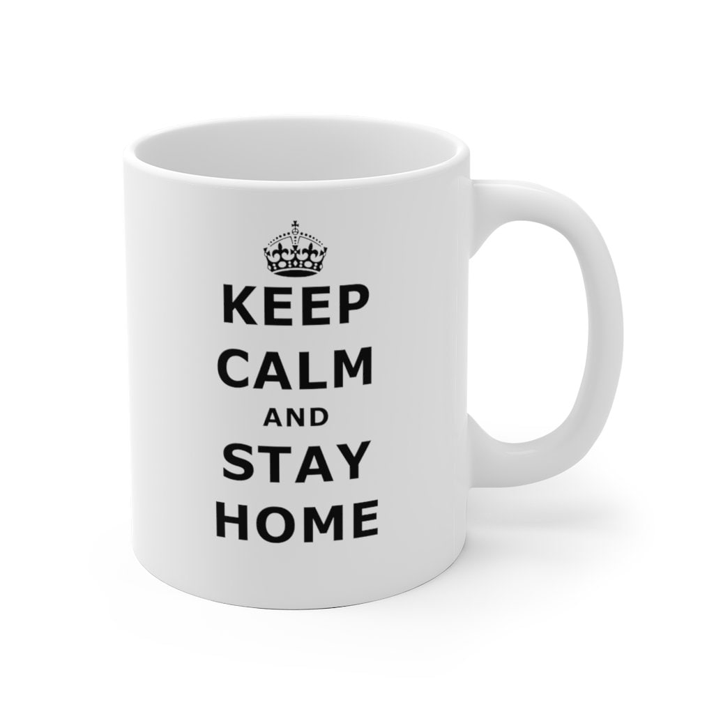 Mug Personnalisé Céramique Keep Calm & Stay Home, Idée Cadeau, Surprise