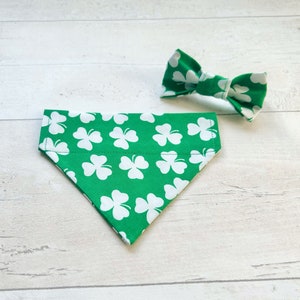 Green Shamrock Dog Bandana/Bow Tie