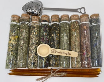 9 Loose Leaf Organic Herbal Tea Sampler Set, Tea Lover Gift, Gift Box, Gift for Her, Mom, Sister, Friend, Herbal Tea, Mother's Day, Gift Set