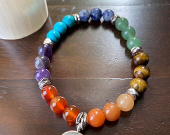 OM Charm Chakra Bead Bracelet