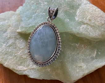 Sterling Silver Balinese Handcrafted Aquamarine Pendant.