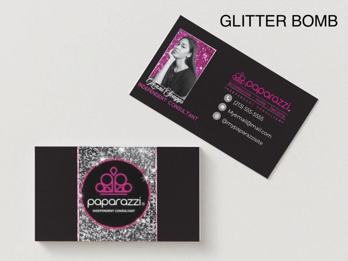 Paparazzi Accessories Business Cards – Houndstooth, Flower, Pink+black