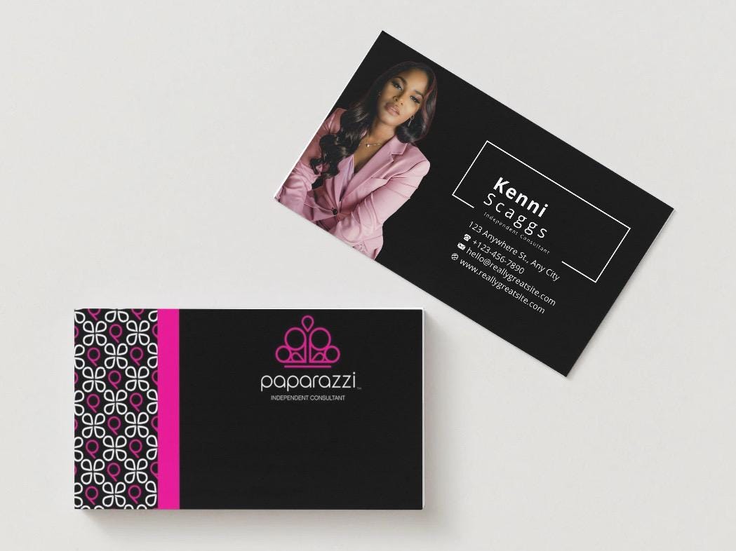 Paparazzi Accessories Business Cards – Houndstooth, Flower, Pink+black