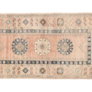 Alfombra floral para dormitorio / Kilim turco vintage / Alfombra nómada pastel de 2,13 m / Kilim bohemio de color claro