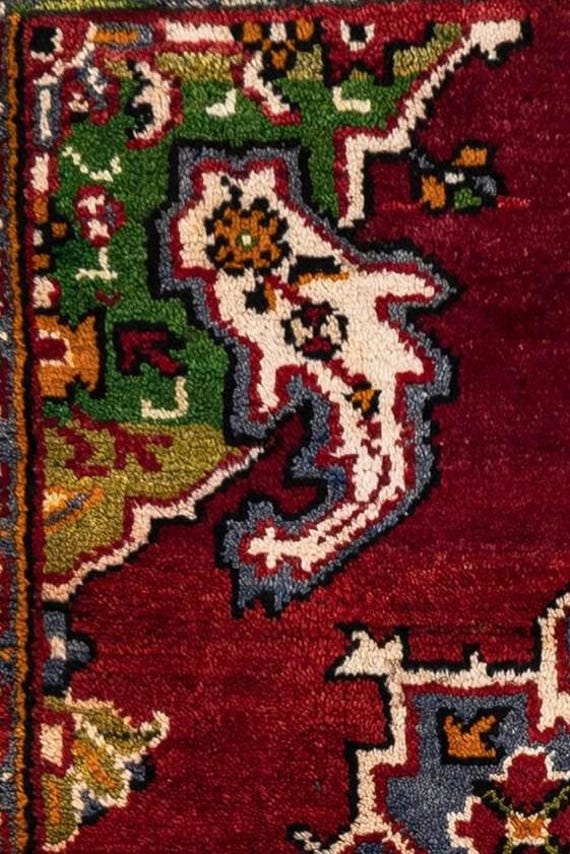 Kleiner Bordeauxrot Teppich 150x150, Boho Teppich aus Baumwolle Flachgewebe
