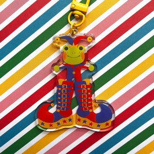 Froggy Clown Keychain | Cute Frog Clowncore 3 Inch Acrylic Charm with Epoxy Dome