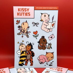 Kissy Kuties Sticker Sheet | Cute Lovecore Kewpie Inspired Waterproof Vinyl Decals for Laptop, iPad, Water Bottle