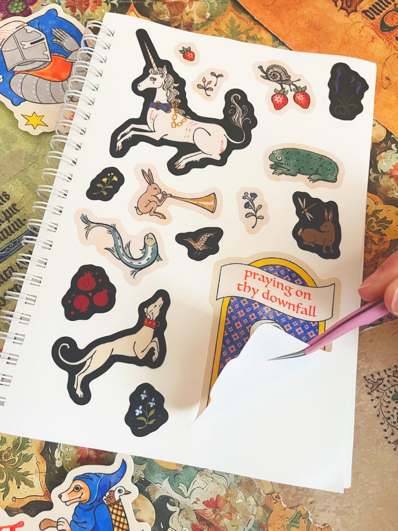 On My Whimsical Sh*t Sticker Book | Medieval Reusable 50 Page A5 Junk ...