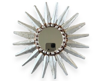 Sunburst wall mirror - Decorative 12" - Silver - Home decor wall art