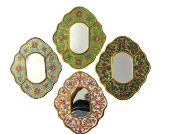 Decorative floral mirrors 11" - Vintage - Colorful - Floral Pattern - Vintage Colonial - Peruvian