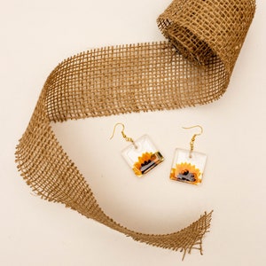 14k Gold Sunflower Earrings - Sunflower Earring Flower - Sunflower Earrings - Sunflower Dangle Earrings - Sunflower Gold Earrings for Women