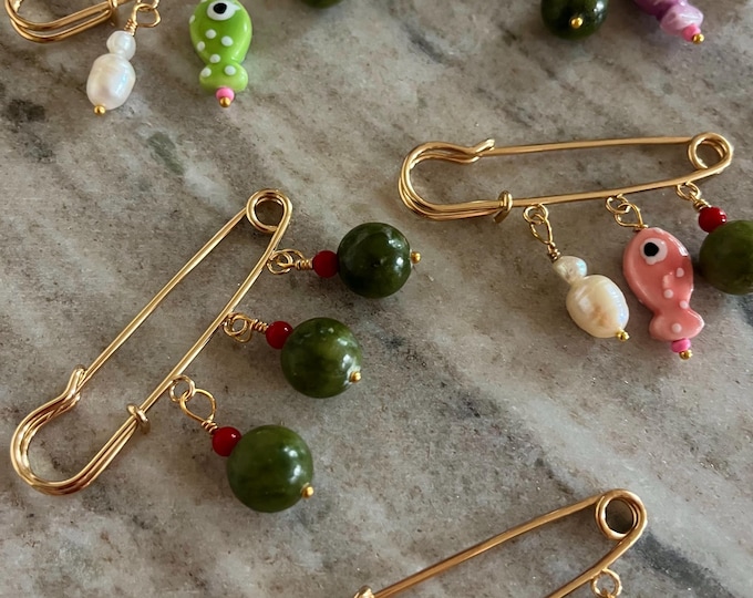 Safety pin bag charm