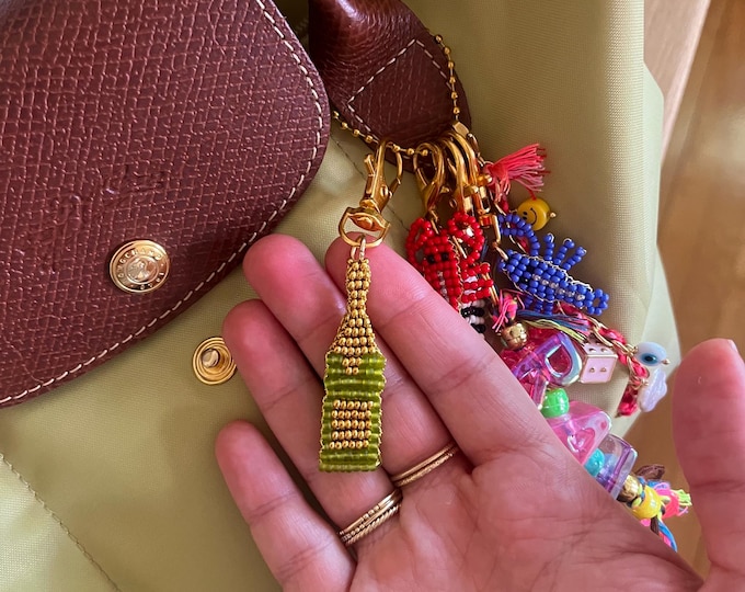 Champagne bottle beaded charm