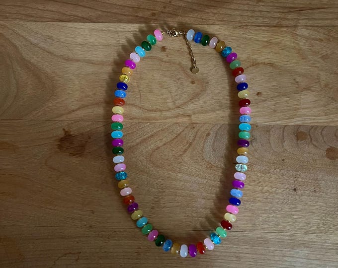 Rainbow beaded chunky necklace