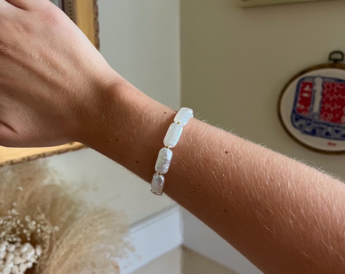 Stretchy rectangle pearl bracelet