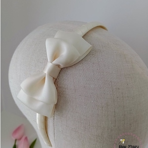 Ivory Handmade Alice Band, Flower Girl Bow, Classic Hair Accessory for Special Occasions, Bridal Hair Accessory