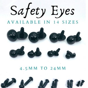 12 PAIR 14mm or 15mm or 16mm BLACK Safety Eyes With Washers for Teddybears,  Dolls, Puppets, Sewing, Crochet, Anime PE-1 -  Hong Kong