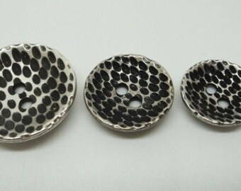 Antique Silver Heavy Metal Buttons -15mm, 18mm or 23mm (5PK), Made in Italy