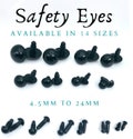 BLACK safety eyes, available in 14 different sizes (4.5mm to 24mm) Amigurumi safety eyes, teddy bear eyes, craft safety eyes product logo
