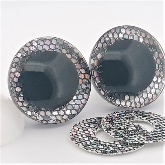 1 Pair Silver Glitter Hand Painted Safety Eyes Plastic eyes