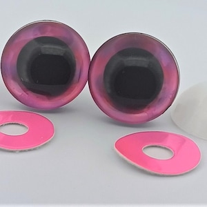Hot Pink 3D Trapezoid Glitter Plush Safety Eyes - 16mm, 18mm, 20mm, 25mm - Amigurumi Knitted Toy Doll DIY Crocheting Craft Supply