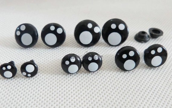 Kawaii Style Round Safety Eyes and Washers: Sizes 8mm to 16mm - Dolls, Amigurumi, Animals, Stuffed Creations, Crochet, Knit, Craft Supplies