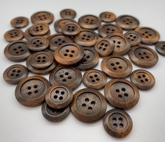 8 Rustic Wood Buttons in Black Walnut {3/4}