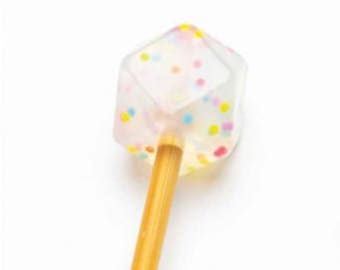 Stitch Stoppers Confetti Sprinkles Knitting Needle Holders (2pk) Hexagon Notions Accessories Tools Keeper Supplies Silicone Point Protectors