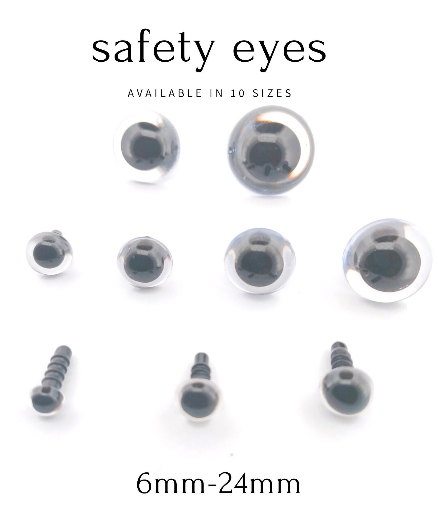 Yeux de sécurité en plastique - 6 mm - Marron avec pupilles - 10 pcs - Yeux  de sécurité - Creavea