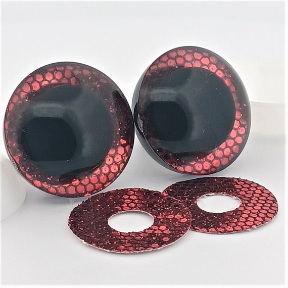 Red Glitter Safety Eyes 9mm to 25mm 1 Pair Fantasy Arts & Crafts Doll Teddy  Bear Use in Crochet Sew Knit Craft Eyes 