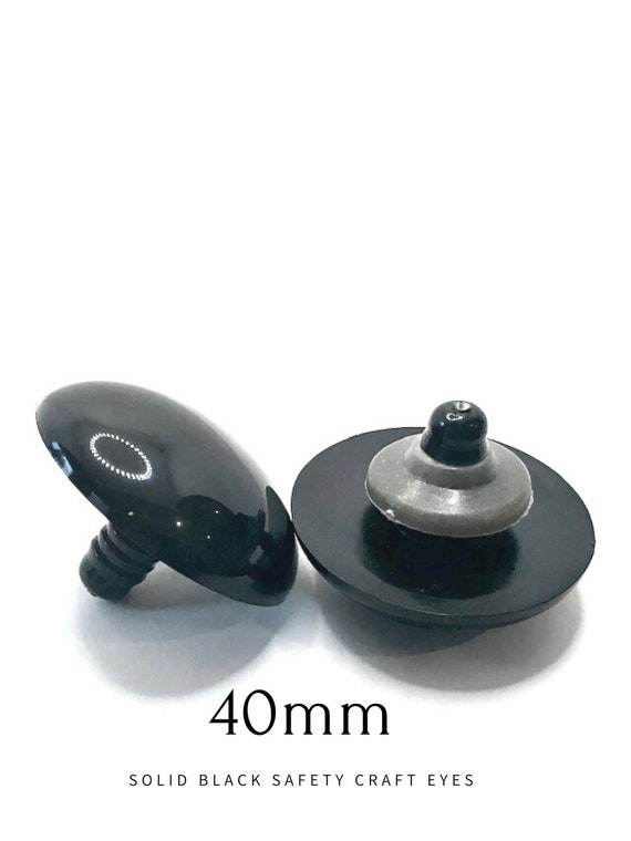 40mm Safety Eyes Extra Large Solid Black Round Craft Eyes With