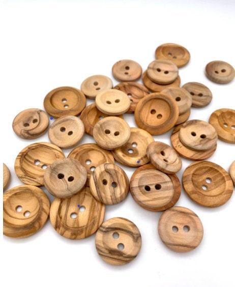 Dark Brown Coffee Wooden Buttons - 30mm (Approx. 1 1/8'' inch) - 2 Hole -  Wood B