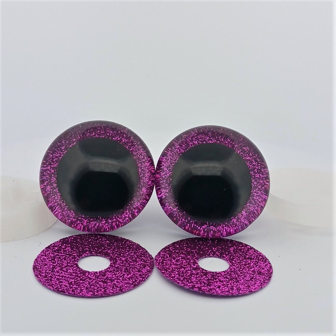 20mm Pink Rainbow Glitter safety eyes - 5 PAIR – 3amgracedesigns