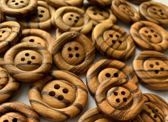 Walnut Olive Wood Buttons 15mm & 20mm 6pk Classic 4 Hole Button