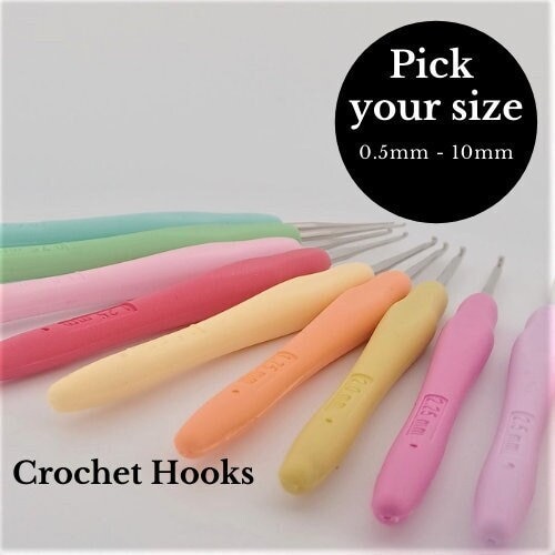 10 Pack - CleverDelights Size G (Size 6) Aluminum Crochet Hooks - 6 inch Length - 4mm Diameter
