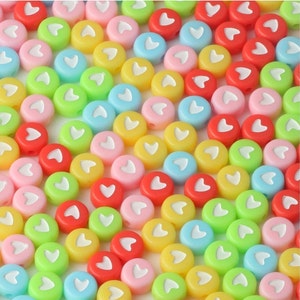 7 mm acryl ronde gemengde kleuren regenboogkralen met witte hartkralen, afstandkralen