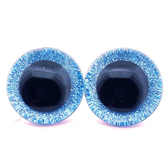3D Safety Eyes With Light Blue Glitter Non-woven Slip and Washer