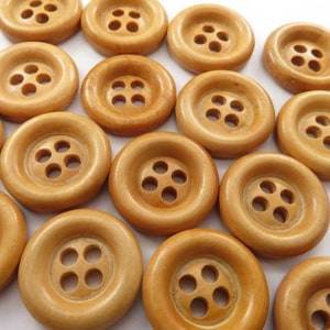 Natural Olive Wood Buttons - 20mm (5pk) Chunky 4 Hole Button, Made in Italy, Highest Quality