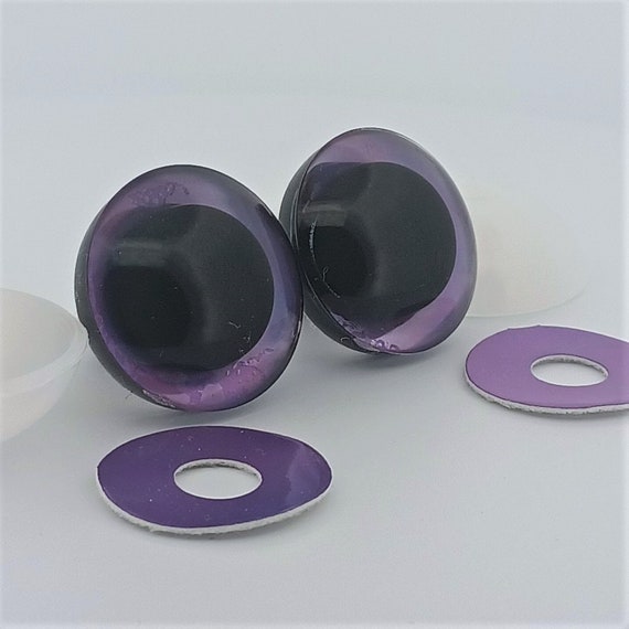 3D Safety Eyes With Purple Glitter Non-woven Slip and Washer 10