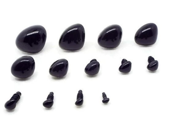 Solid Black Safety Noses with Washers - 5 pack - 12 sizes -  Craft Nose, Amigurumi Nose, Animal Nose, Toy Nose, Doll Nose, Craft Supplies