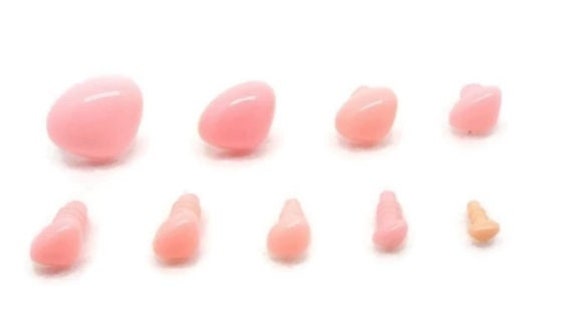 Solid Pink Safety Noses with Washers - 5 pack - 9 sizes -  Craft Nose, Amigurumi Nose, Animal Nose, Toy Nose, Doll Nose, Craft Supplies