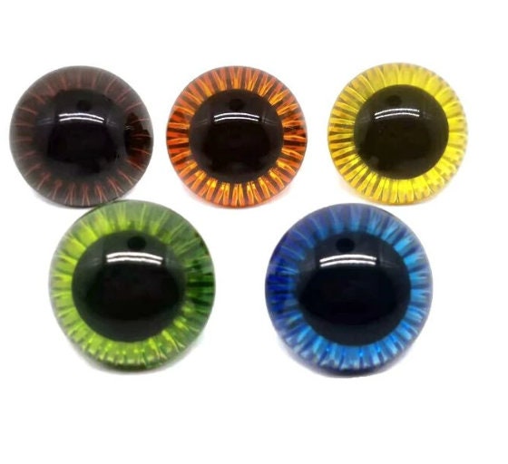 6mm Yellow Color Round Safety Eyes with Black Pupils with washers 5 pairs /  Amigurumi Eyes / Doll Eyes / Animal Eyes / Toys Eye / Amigurumi