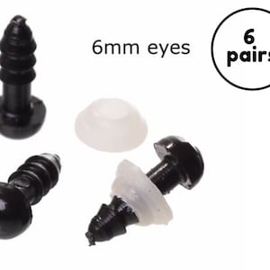 6mm Amigurumi Safety Eyes in Black Plastic for Doll, Amigurumi Animals  Eyes, Round Safety Eyes, Plastic Eyes 10/20/50/100 Pcs Black Doll Eye 