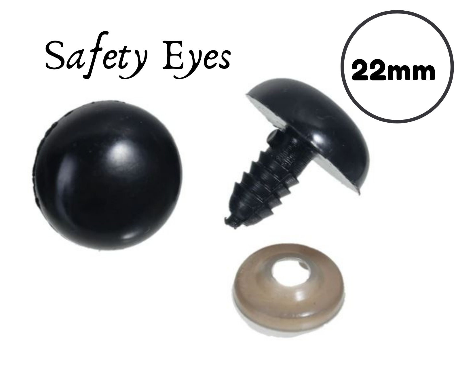 3 PAIRS 22mm x 15mm Oval Black Plastic eyes, Safety eyes, Animal Eyes,  Round eyes