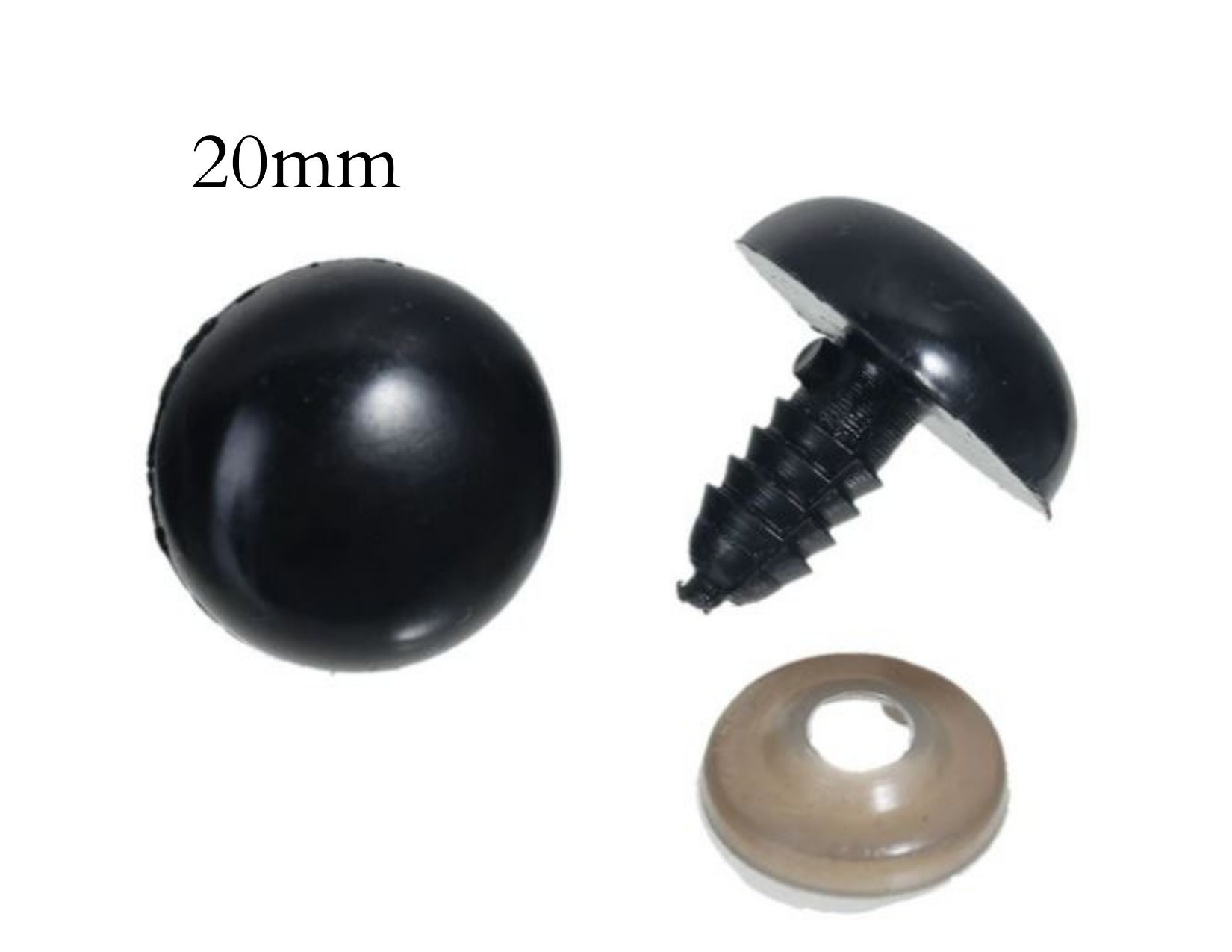 BLACK Safety Eyes, Available in 14 Different Sizes 4.5mm to 24mm