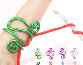 Crochet Tension Ring Adjustable Hook Ring, Crochet Ring, Yarn Guide, Knuckle Assistant, Knitting Tool Ring, Beginner Knitting Crochet Gift
